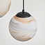 Suspension moderne à 5 lumières Marbelle noir avec verre aspect marbre
