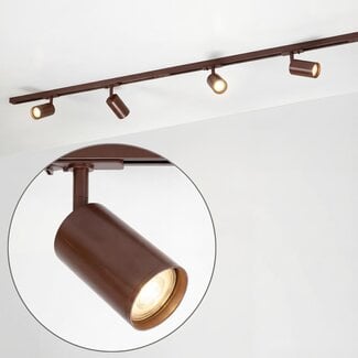 Kit rail monophasé de 1,5 mètre et spots Jill, brun