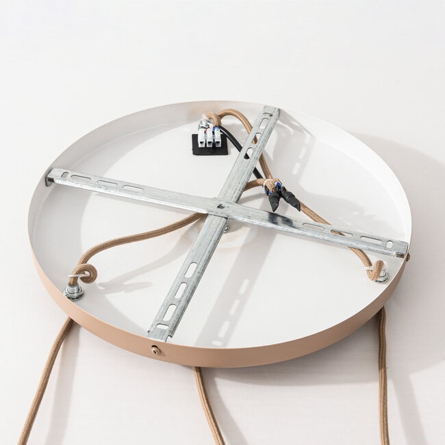 Suspension Boho à 3 lumières Yra avec corde en coton taupe chaud et brun foncé