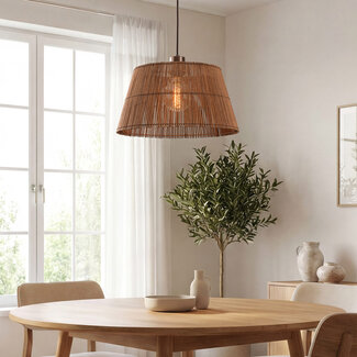 Suspension Tami en bronze chaud avec abat-jour en bambou