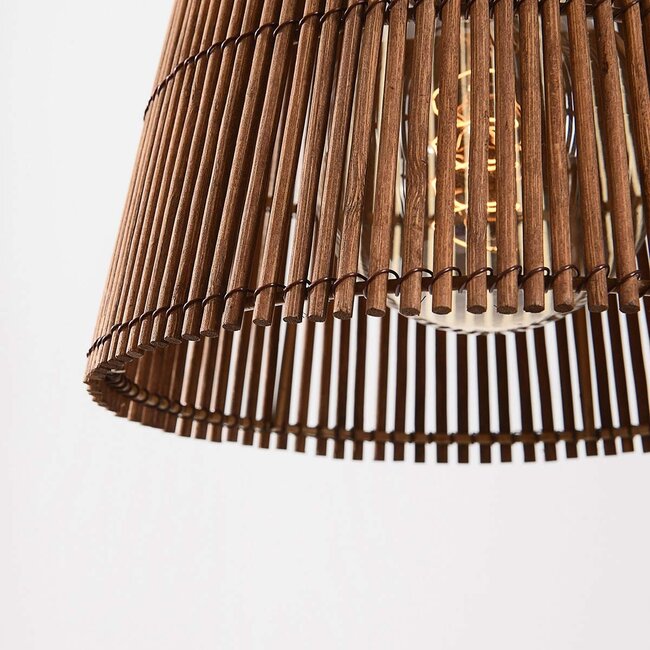 Suspension design Tami 3 lumières avec bambou naturel et bronze chaud