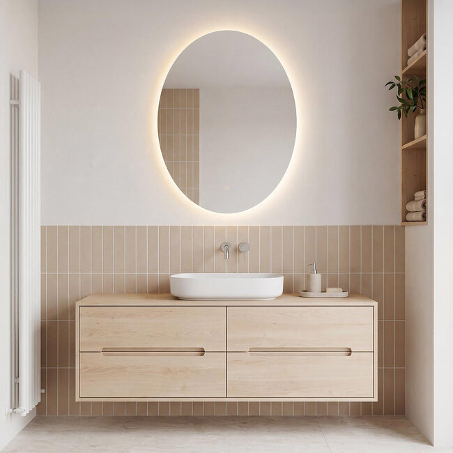 Miroir de salle de bain Illura 60 x 80 cm – dimmable par effleurement, réglable en couleur, avec chauffage