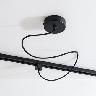 Alimentation pour système de rails monophasé avec capot de plafond – noir (rond ou carré)