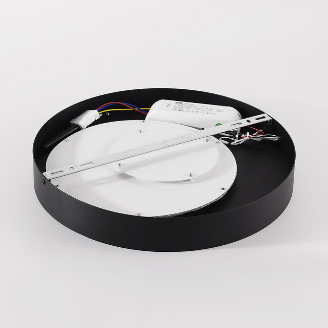 Plafonnier Cercul noir avec effet pierre gris et blanc cassé Ø40 cm - dimmable à 3 étapes