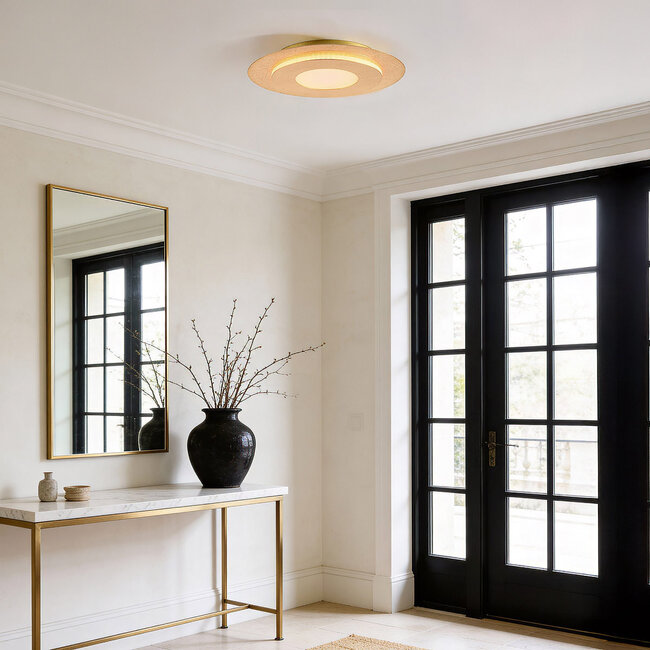 Plafonnier Cercyl Ø30 cm avec effet feuille d'or et LED dimmable à 3 étapes