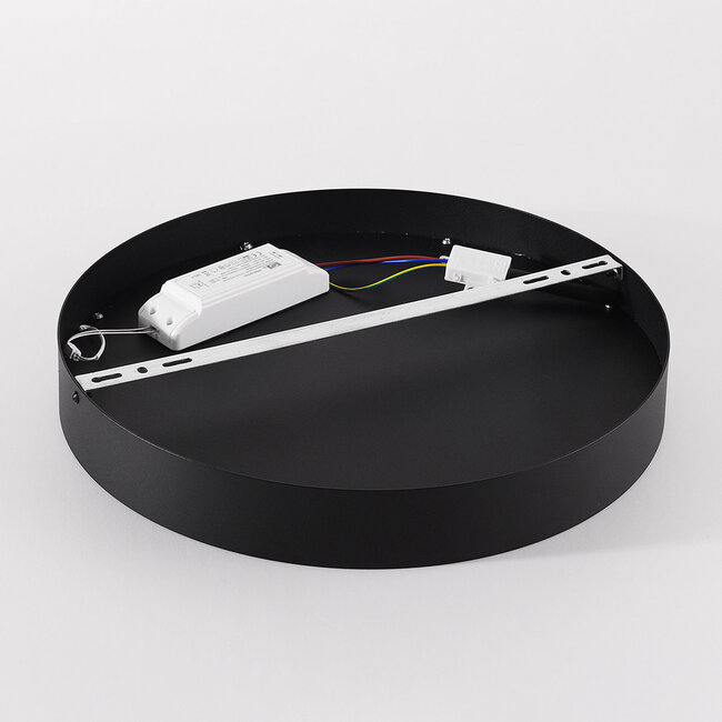 Plafonnier Cercul Ø40 cm noir avec effet pierre blanc cassé – dimmable à 3 étapes