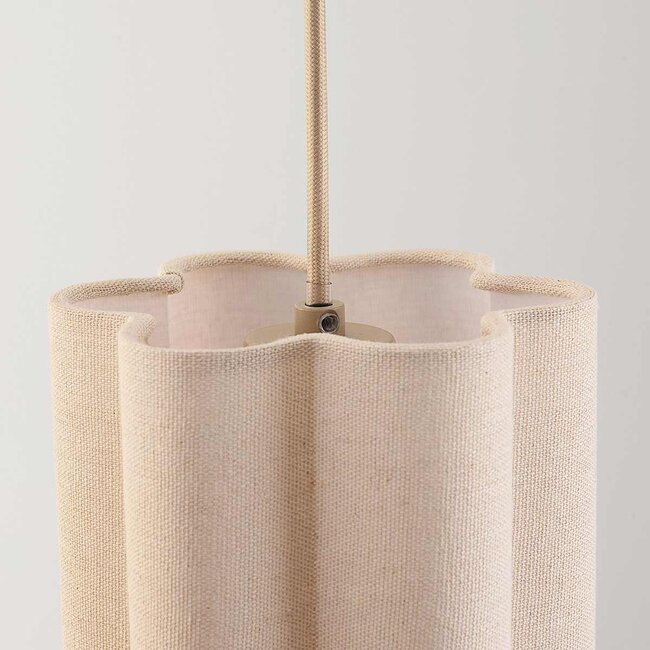 Suspension moderne à 3 lumières Orza en lin beige