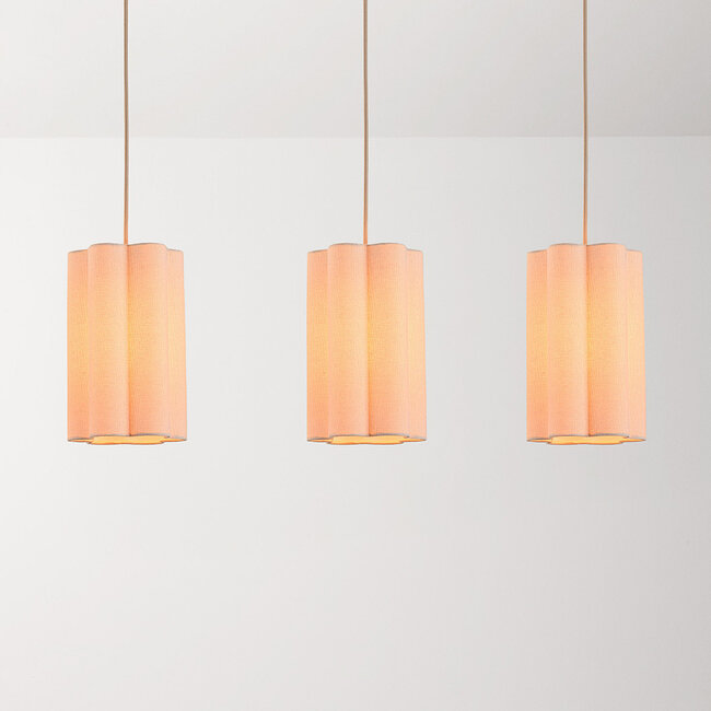 Suspension moderne à 3 lumières Orza en lin beige