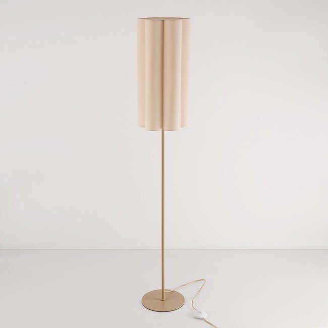 Lampadaire moderne Oia avec abat-jour en lin beige