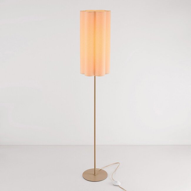 Lampadaire moderne Oia avec abat-jour en lin beige