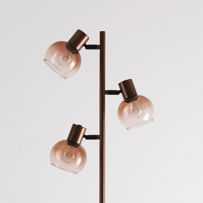 Lampadaire Duna avec verre ombré brun, 3 lumières