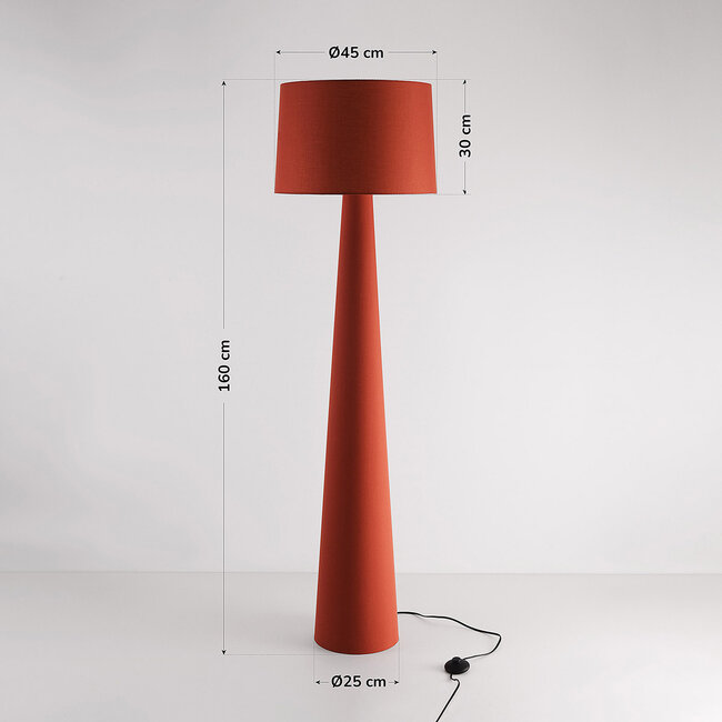 Lampadaire Rumi en terre cuite chaude - tissu