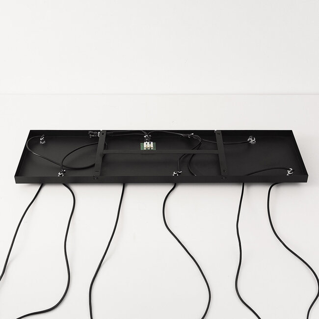 Suspension Ivero à 6 lumières - tressée en noir et brun
