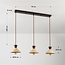 Suspension Japandi à 3 lumières Mara en travertin (pierre naturelle) et bois