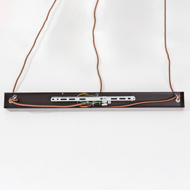 Suspension Japandi à 3 lumières Voro en travertin (pierre naturelle) et bois