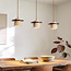 Suspension japandi à 3 lumières Travano en travertin (pierre naturelle) et bois