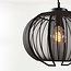 Suspension Lofas avec abat-jour métallique ouvert et tissu noir