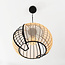 Suspension Lofas - abat-jour en métal ajouré et tissu beige