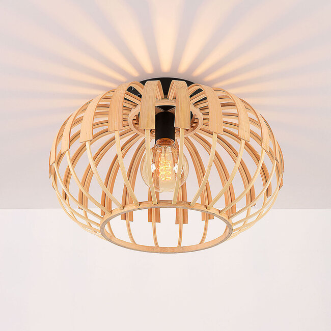 Plafonnier Karo avec abat-jour ouvert en bambou