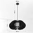 Suspension en bois Rorka avec lamelles noires, forme ronde ouverte et diffuseur