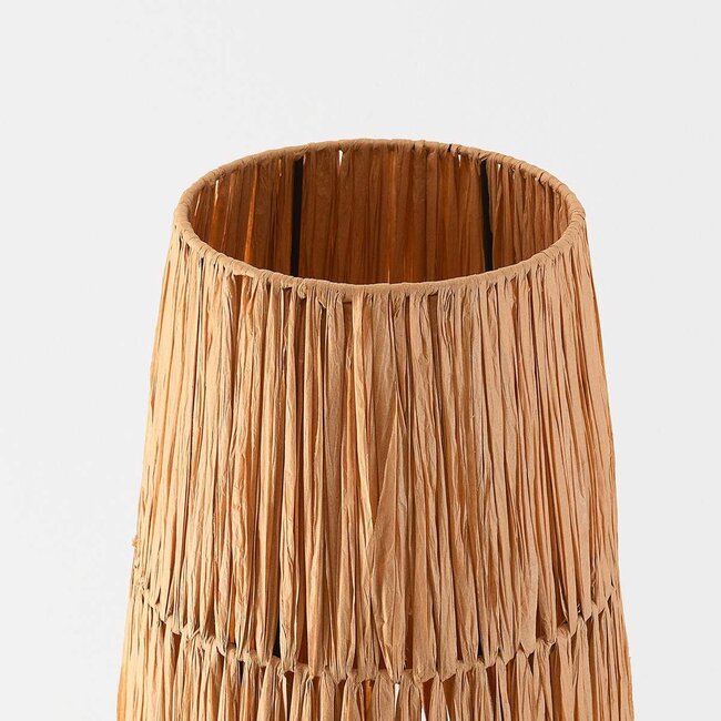 Lampadaire Plecta en papier raphia avec pied métallique noir - 140 cm