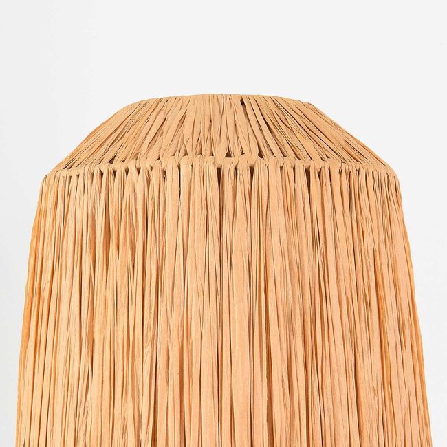 Lampe de table Aruna en papier raphia avec pied métallique beige