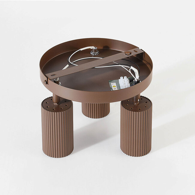 Plafonnier rond Blaze avec 3 spots orientables - marron