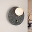 Applique ronde Vero en ciment et verre blanc laiteux, aspect terrazzo gris foncé