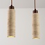 Suspension Oreno à 4 lumières - travertin (pierre naturelle) et bois, ampoules incluses