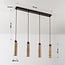 Suspension Oreno à 4 lumières - travertin (pierre naturelle) et bois, ampoules incluses