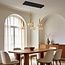 Suspension dimmable Valira avec verre ambré, détails dorés et télécommande, 5 lumières