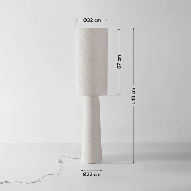 Lampadaire Japandi Lumo en lin blanc cassé