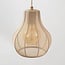 Suspension Japandi Senji à 4 lumières - taupe sable et abat-jour en lin