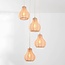 Suspension Japandi Senji à 4 lumières - taupe sable et abat-jour en lin