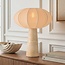 Lampe de table Japandi Merox avec abat-jour en tissu et pied aspect travertin
