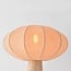 Lampe à poser Japandi Merox avec abat-jour en tissu et aspect travertin