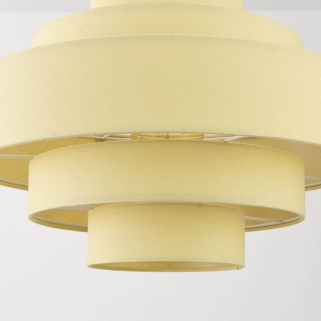 Suspension Zavon avec abat-jour en tissu superposé crème beige