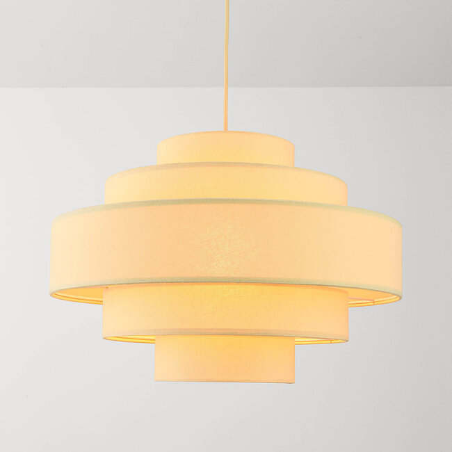 Suspension Zavon - abat-jour en tissu superposé, beige crème
