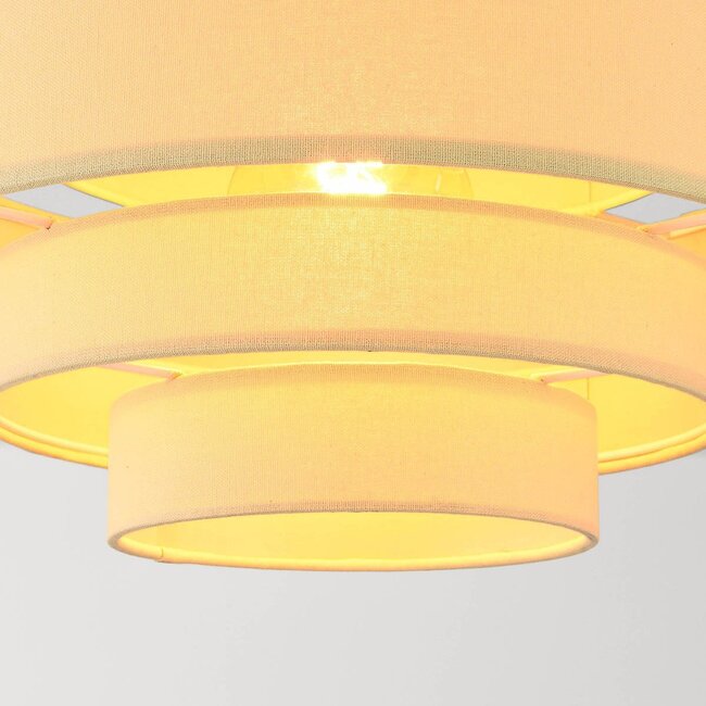 Plafonnier Mavro crème beige avec abat-jour en tissu superposé