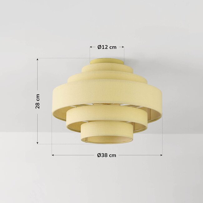 Plafonnier Mavro crème beige avec abat-jour en tissu superposé