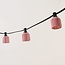 Abat-jour aspect rotin pour guirlande guinguette, rose