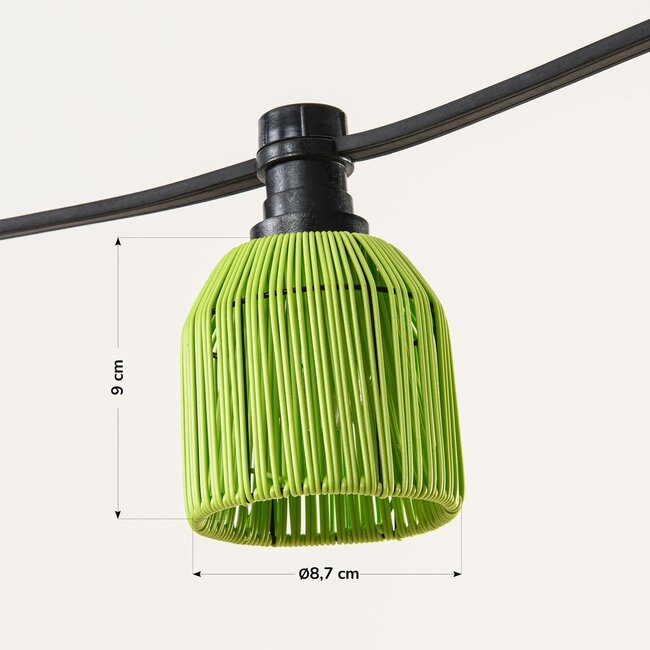 Abat-jour aspect rotin pour guirlande guinguette, vert