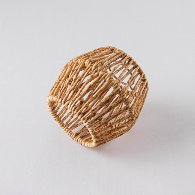 Abat-jour pour guirlande guinguette aspect rotin - jaune-brun mélangé