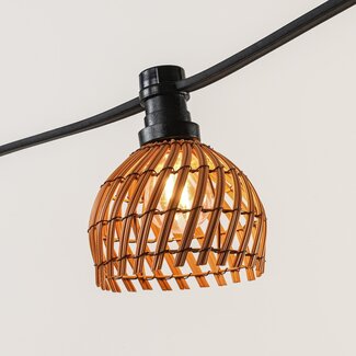 Abat -jour pour guirlande guinguette aspect rotin - couleur bois foncé