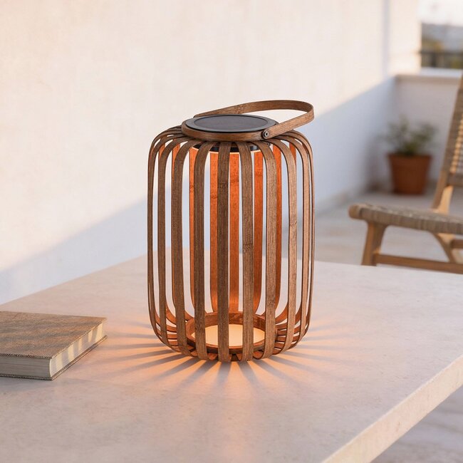 Lanterne solaire Solari aspect bambou - rechargeable et dimmable