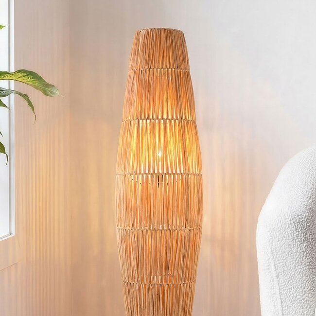 Lampadaire Plecta en raphia fait main - 103 cm