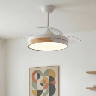 Ventilateur de plafond avec LEDs intégrées et détails effet bois - Vjetar