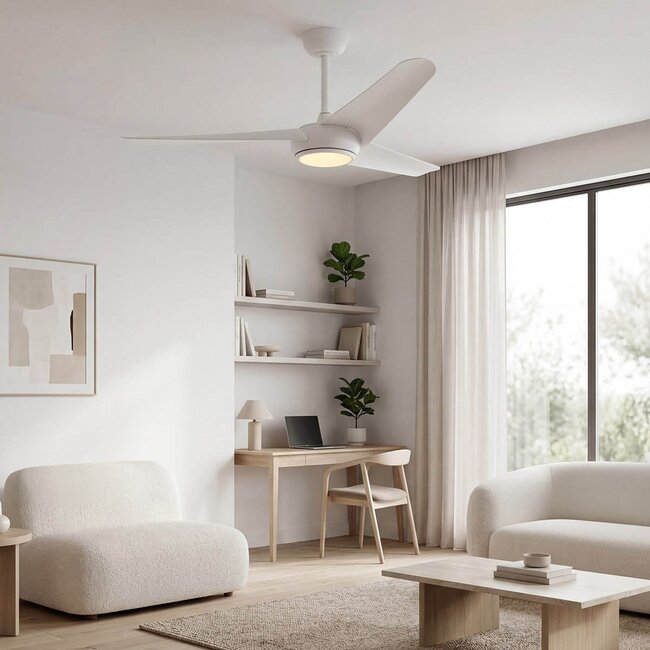 Ventilateur de plafond Angin avec LED intégrée et télécommande - blanc