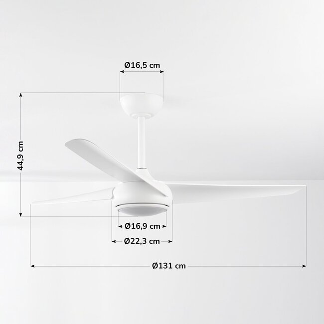 Ventilateur de plafond Angin avec LED intégrée et télécommande - blanc
