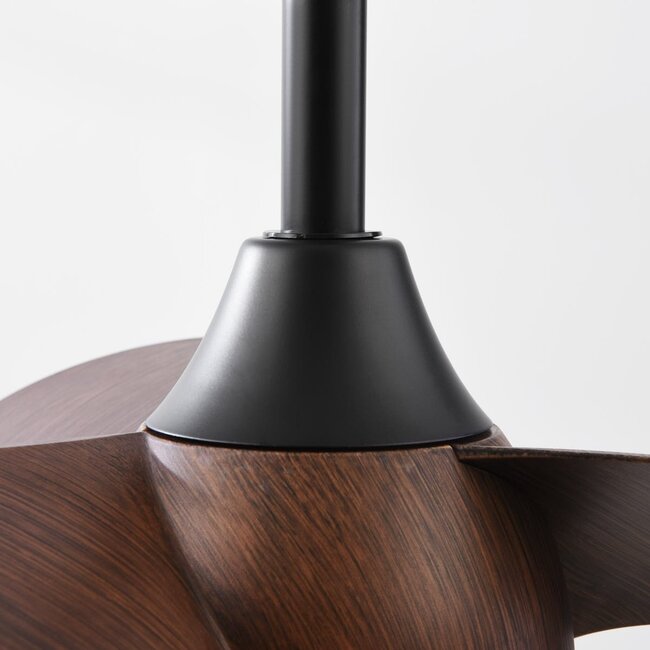 Ventilateur de plafond compact avec LED et télécommande Vietor - noir et marron foncé